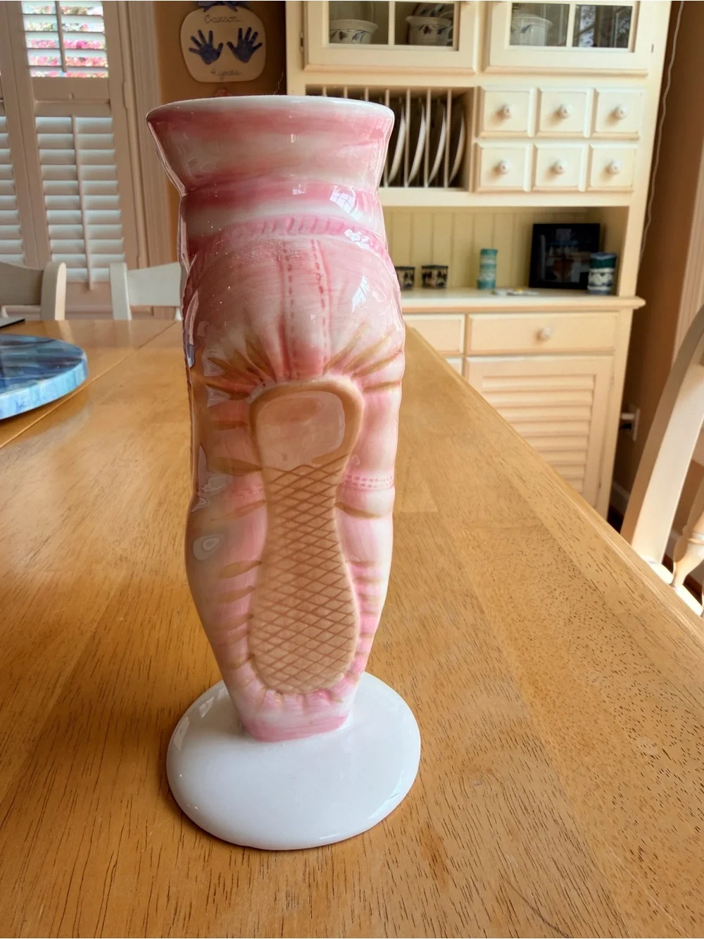 Ballet Shoe Decorative Glass Bud Vase with Rose Accent